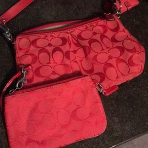 Coach small hand bag and matching wristlet